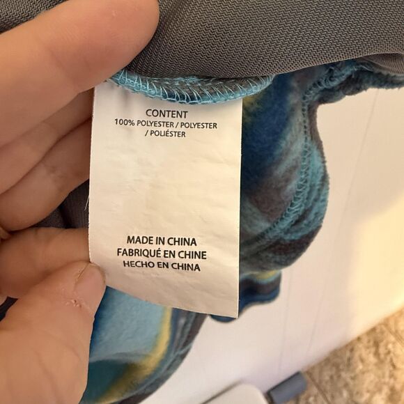 O'Neill Hoodie Mens Large Blue Fleece Quarter Zip Striped Tropical Surf Pullover - Picture 8 of 9